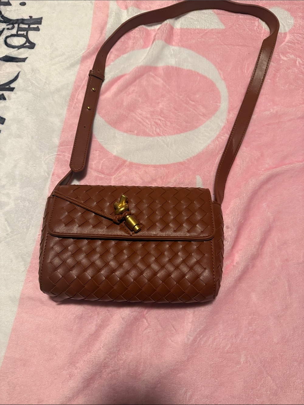 Brown Woven Leather Crossbody Bag